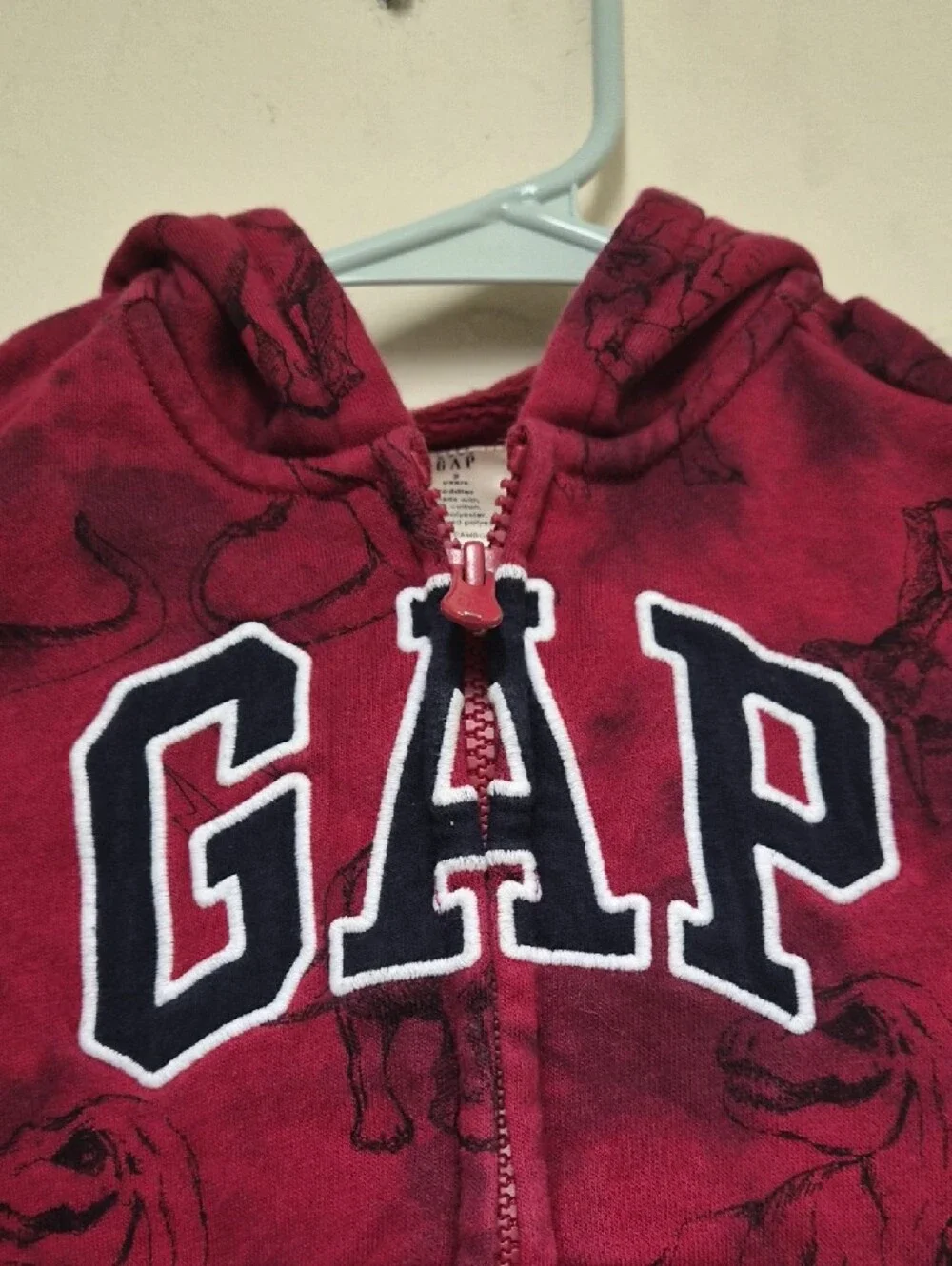GAP Kids Maroon Animal-Print Zip Hoodie Size 3